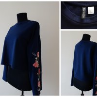 223. Къса блуза с бродирани ръкави Divided H&M Размер S много мека памучна материя Цена 8 лева, снимка 1 - Блузи с дълъг ръкав и пуловери - 33129350