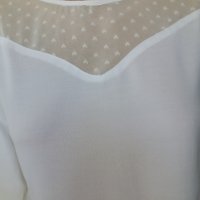 Бяла блуза/риза с дантела и 7/8 дължина на ръкава , снимка 2 - Ризи - 37945390