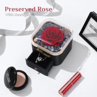 Нова Вечна Роза и Колие Уникален Романтичен Подарък за жена, снимка 2 - Бижутерийни комплекти - 43984253