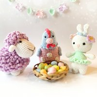 Великденска композиция, плетени играчки, великденски яйца, заек, снимка 1 - Други - 40227374