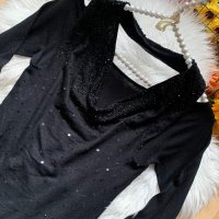Блуза с лъскави елементи, снимка 2 - Блузи с дълъг ръкав и пуловери - 43412396
