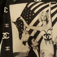 Тениска с дълъг ръкав памук с еластан, с Мерлин Монро в  USA вариант , изчистен гръб в черно., снимка 4 - Тениски - 37446674