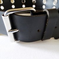 НОВ! Biker Leather Belt Made in Italy Дамски Колан Естествена Кожа Размер М (85см) , снимка 3 - Колани - 26882823