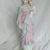 порцеланова статуетка-дева мария с младенеца, снимка 1 - Антикварни и старинни предмети - 35005878