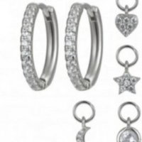 Сребърни обеци с висящи елементи, white/нови, снимка 1 - Колиета, медальони, синджири - 40312895