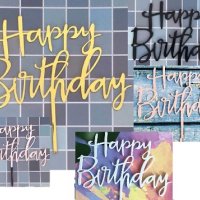 5 цвята Happy Birthday твърд Акрил топер за торта украса рожден ден, снимка 1 - Други - 28293799