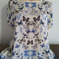 Блуза от сатен с пеперуди,L/X, снимка 1 - Корсети, бюстиета, топове - 32814202