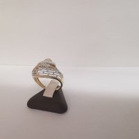 Златен пръстен бяло и жълто комбинация 3, снимка 5 - Пръстени - 33174854