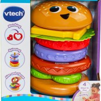 VTech Baby Бургер играчка за подреждане и сортиране с 6 парчета храна за малки деца, снимка 4 - Образователни игри - 43948674