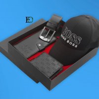 Колан шапка и 2 портфейла уникален комплект Boss код 6, снимка 1 - Портфейли, портмонета - 33589078