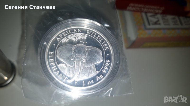 сребърна монета 1 oz сомалийски слон 2021, снимка 1