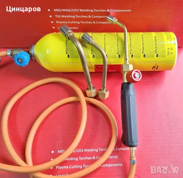 Горелка с човки 3бр, регулатор флакон газ, флакон мап газ 385гр., снимка 1