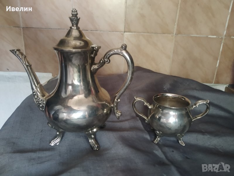 посребрена барокова кана и захарница , снимка 1