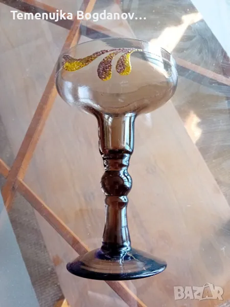 чаша / свещник опушено стъкло, снимка 1
