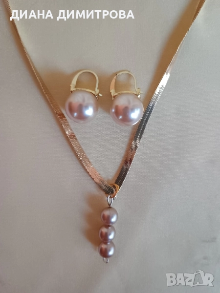 Комплект бижута колие и обици! Подарък за жена!, снимка 1