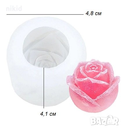 3d средна Пъпка Роза силиконов молд форма декорация украса фондан торта шоколад бонбон гипс смола, снимка 1