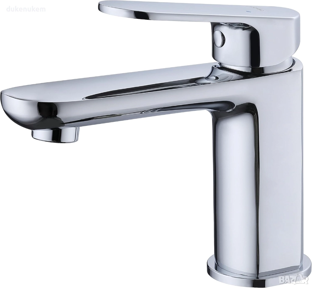 Смесител за баня с 1 ръкохватка, хром, месинг, керамична глава, G3/8 маркучи 45 см, снимка 1