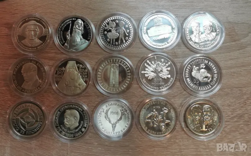 колекция от 15 монети х 5 лева (1980- 1989 г.) без повтарящи се, снимка 1