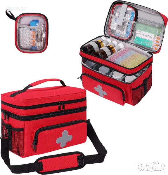 Празна чанта за първа помощ при пътуване, 30L x 17W x 20,5H CM, тъмночервена, снимка 1
