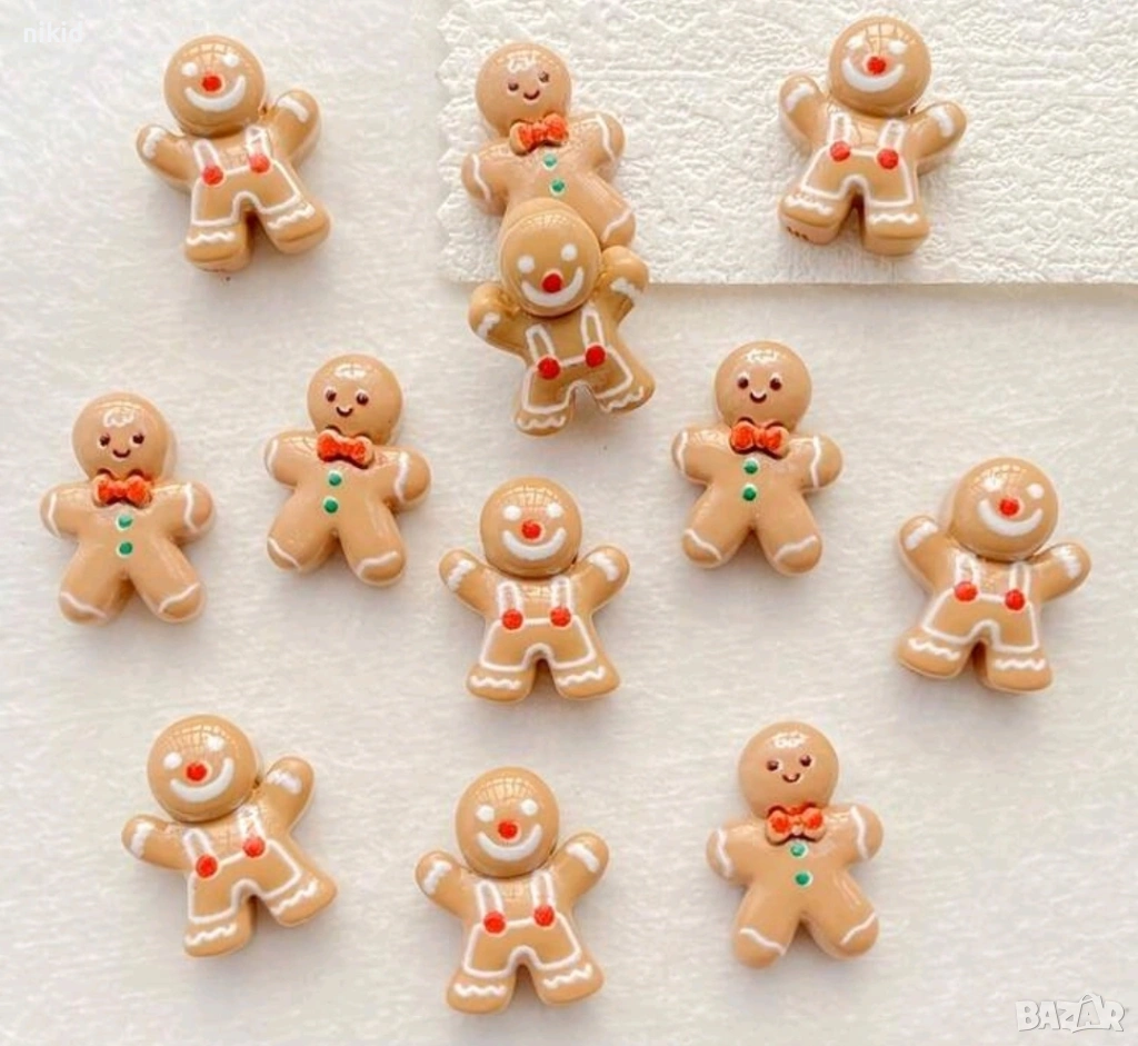 Джинджифиливо човече малка фигурка акрил пластмасова нокти маникюр ръчна изработка, снимка 1