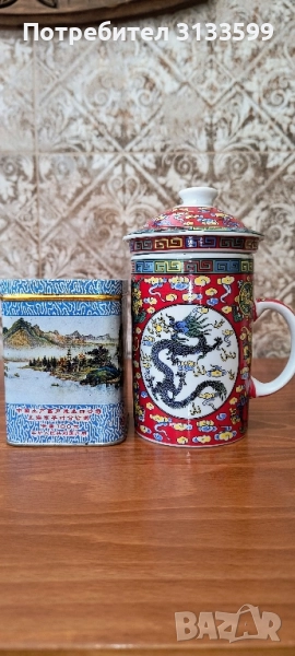 Кутия от китайски зелен чай; Китайска чаша за чай , снимка 1