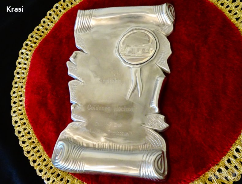 Немски плакет,пано от чист калай 620 гр., снимка 1