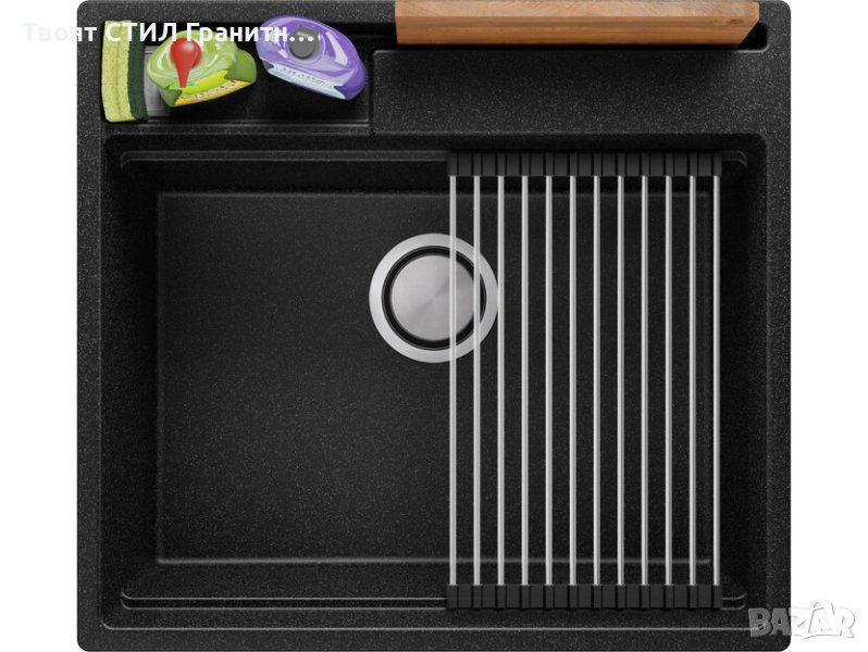 Кухненска Мивка от гранит модел Осло 40 Премиум 380 x 530 мм - графит, снимка 1