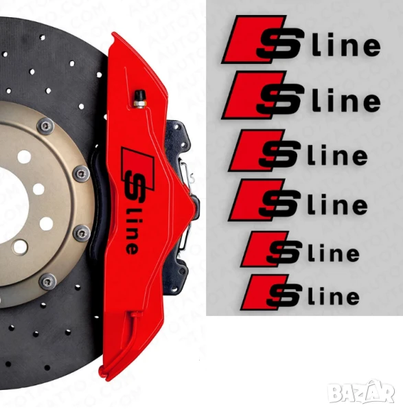 6 бр. стикери Audi S line – черни лепенки за спирачни апарати и декорация , снимка 1