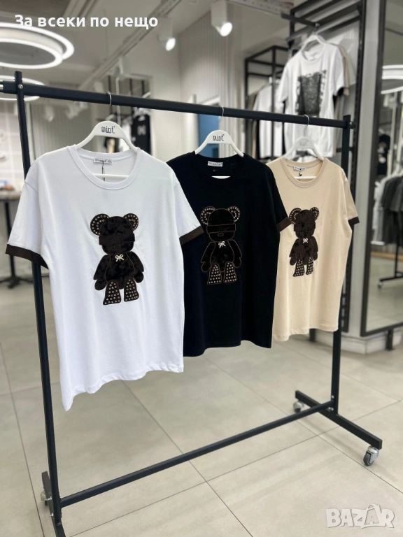 Дамска Тениска С Мече👚Дамска Блуза С Къс Ръкав - 3 Цвята Код EN1, снимка 1