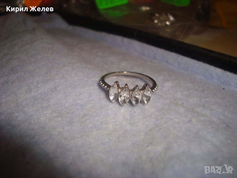 ИЗЯЩЕН НЕЖЕН СРЕБРИСТ ПРЪСТЕН с КРАСИВО ФАСЕТИРАНИ ЦИРКОНИ 27591, снимка 1