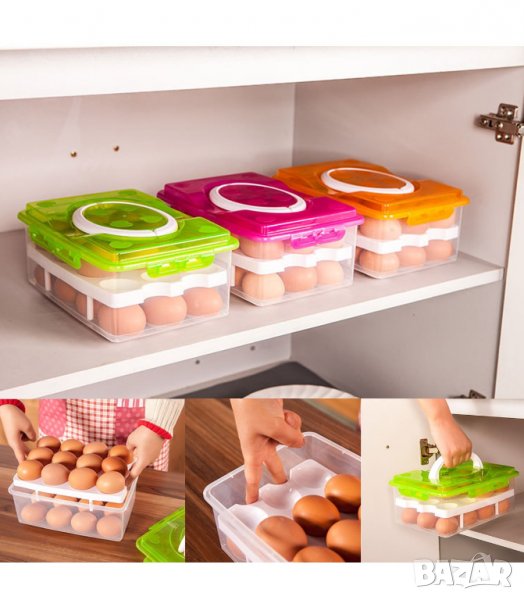 ПРАКТИЧНА КУТИЯ ЗА СЪХРАНЕНИЕ НА ЯЙЦА С ДРЪЖКА, снимка 1