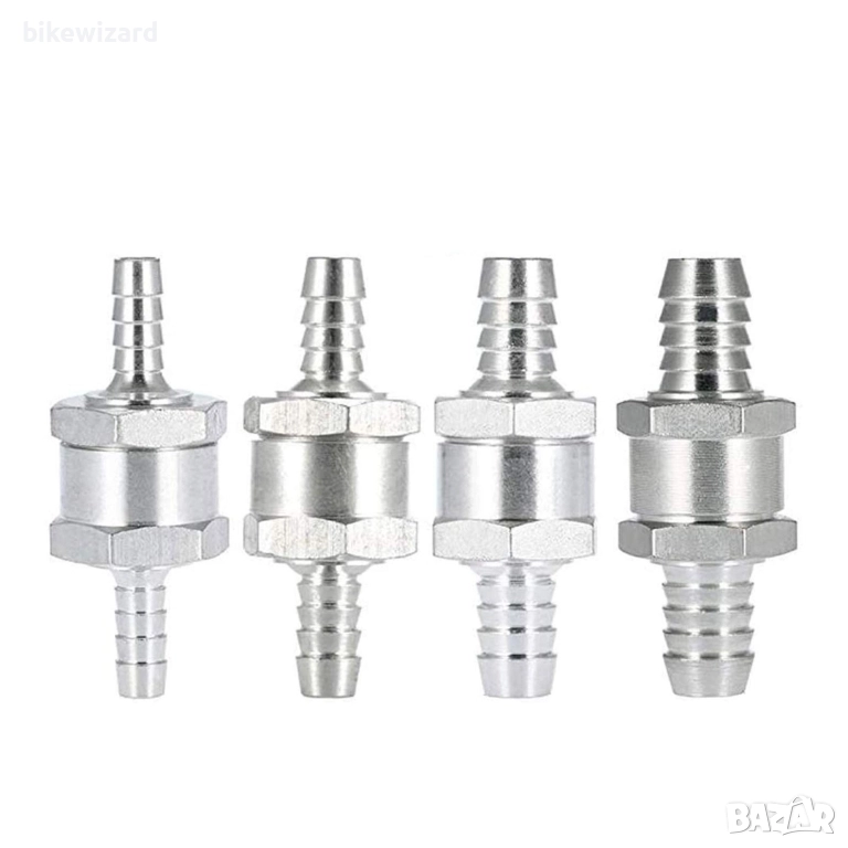 Комплект алуминиеви възвратни клапани, 3 части, 6-12 мм – хром НОВИ, снимка 1