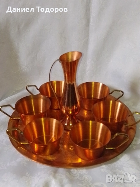 Стар Кован Меден Сервиз за - Кафе , Вино, Ракия - 8 части, снимка 1