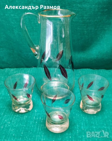 Сервиз за сокове. Декоративни кана и 3 чаши. Без забележки., снимка 1
