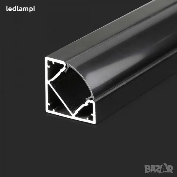Алуминиев Ъглов Профил Черен За LED Лента 2000x19x19mm, снимка 1