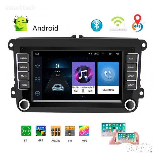 Мултимедия Android VW Skoda Seat Golf Passat Jetta Touran Octavia Toledo Leon, снимка 1