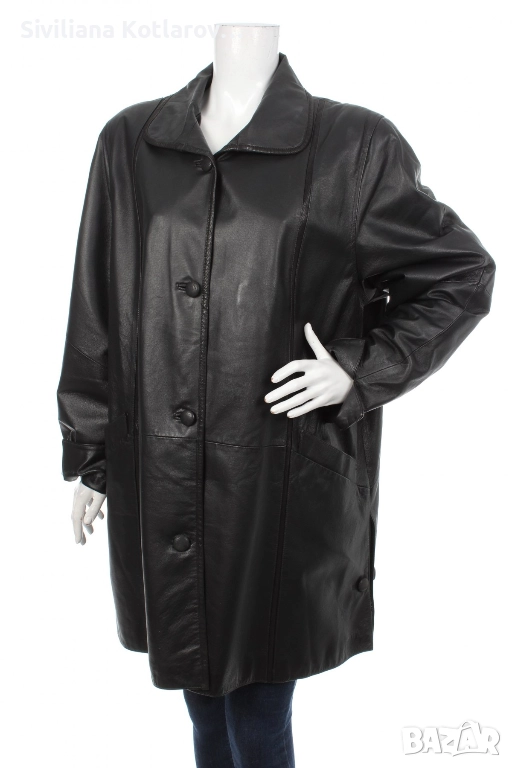 Дамска полушубка черна, естествена кожа, снимка 1