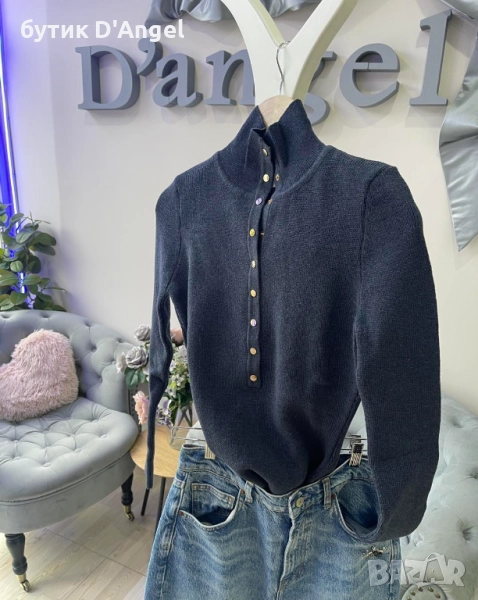 Блуза с копчета в син цвят, снимка 1