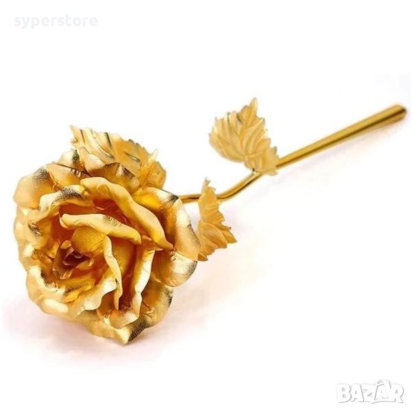 Подаръчен комплект Роза златна SS000152 Вечна златиста роза в подърчна кутия, снимка 1