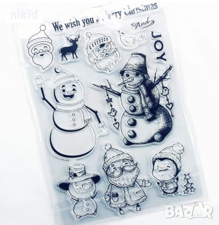 Снежен човек Коледен силиконов гумен печат украса бисквитки фондан Scrapbooking, снимка 1