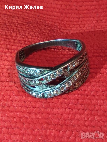 СТАР АЖУРЕН СРЕБЪРЕН СКЪПОЦЕНЕН АРТ ПРЪСТЕН СРЕБРО 925 с ФАСЕТИРАНИ ЦИРКОНИ 32514, снимка 1