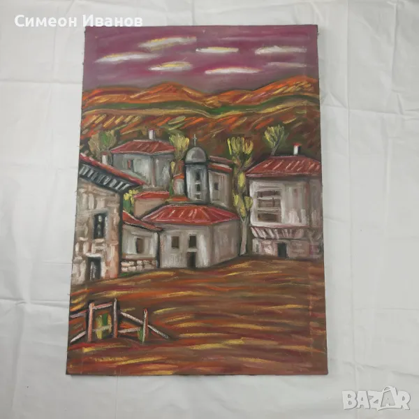 Интересна стара картина пейзаж на платно SG2006, снимка 1