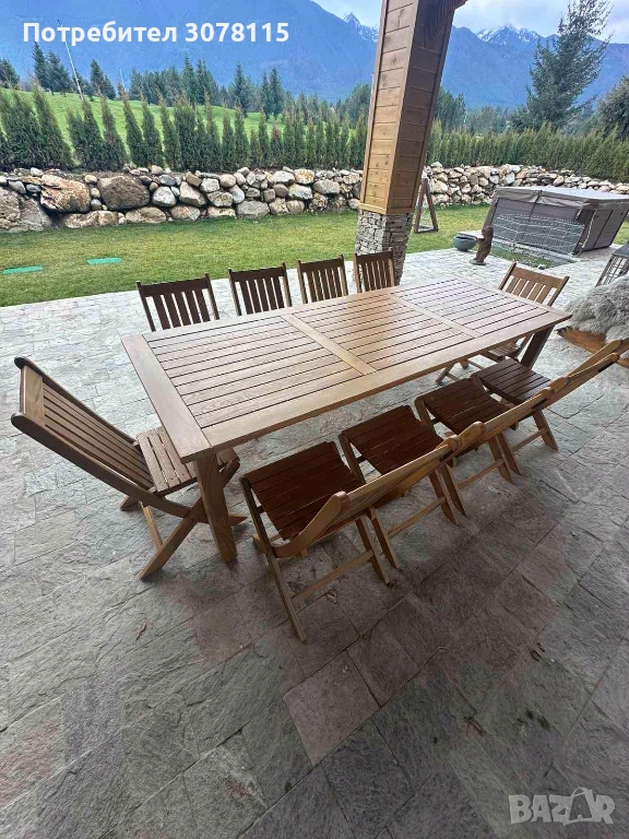 Дървен трапезна маса за 8/10 стола, снимка 1