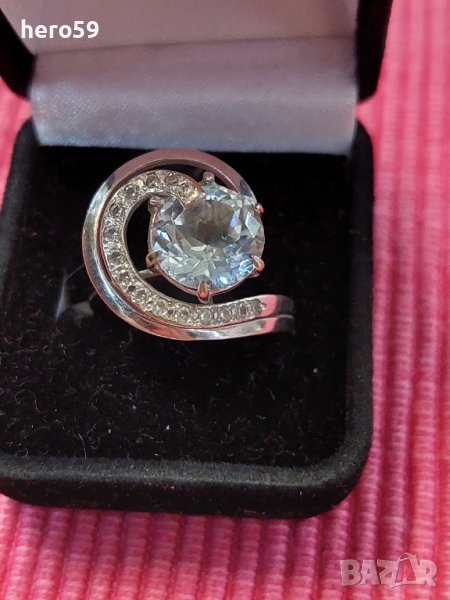 Дамски златен пръстен с аквамарин/злато златни златно/, снимка 1