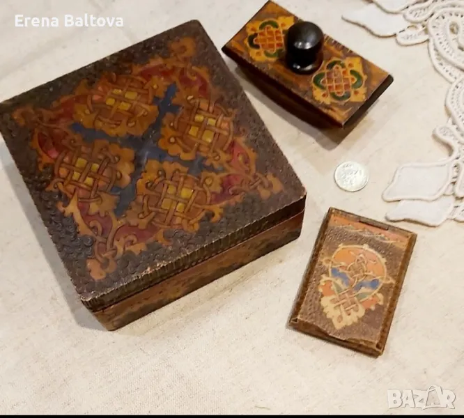 🍂🌼 Дървени Кутия с пирографии, снимка 1