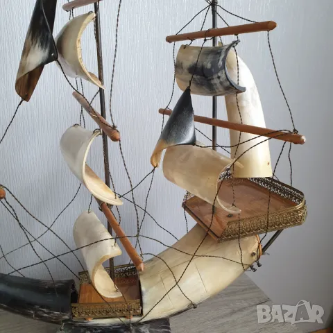 Голям кораб от рог с нощна лампа и латерна, снимка 11 - Колекции - 50266343