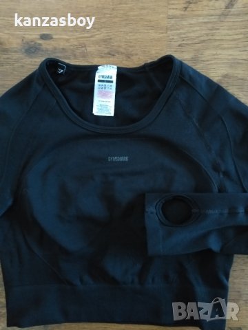 gymshark  FLEX SPORTS LONG SLEEVE CROP TOP - страхотно фитнес бюстие КАТО НОВО, снимка 5 - Корсети, бюстиета, топове - 40145994