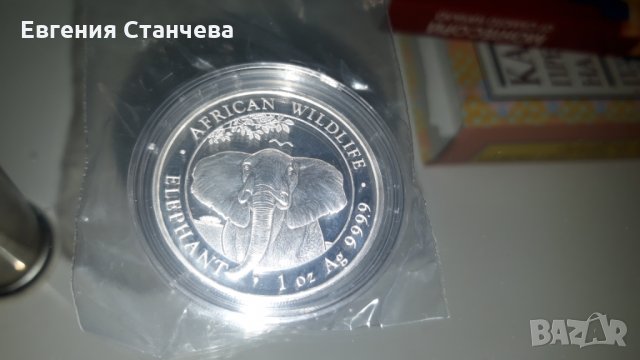 сребърна монета 1 oz сомалийски слон 2021, снимка 1 - Нумизматика и бонистика - 32728144