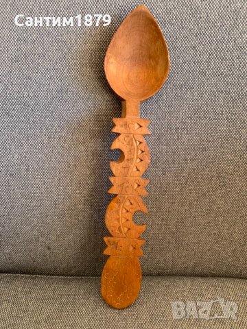 Красива дървена резбована етно българска лъжица, снимка 1 - Други ценни предмети - 43983740
