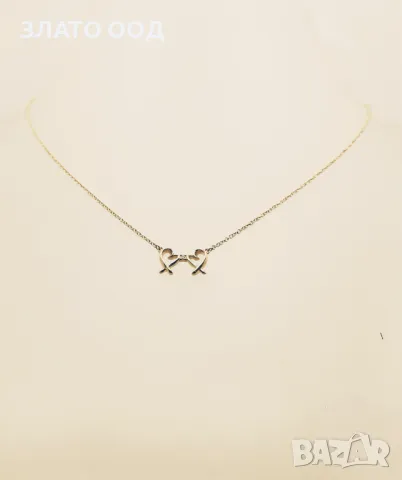Златно колие сърце с диамант - 18К , снимка 2 - Колиета, медальони, синджири - 48452505